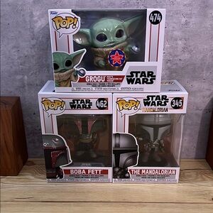 Funko Pop Star Wars Trio: Grogu, Boba Fett, Mandalorian